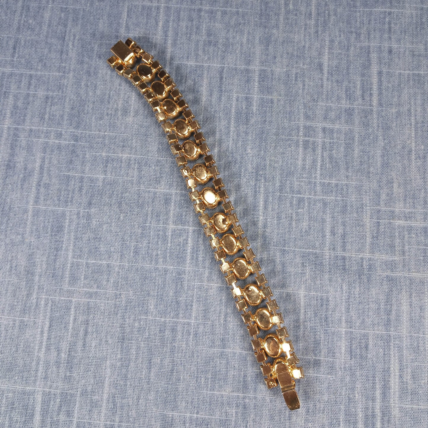 1950s Vintage Bracelet with Three Rows of Yellow Rhinestones