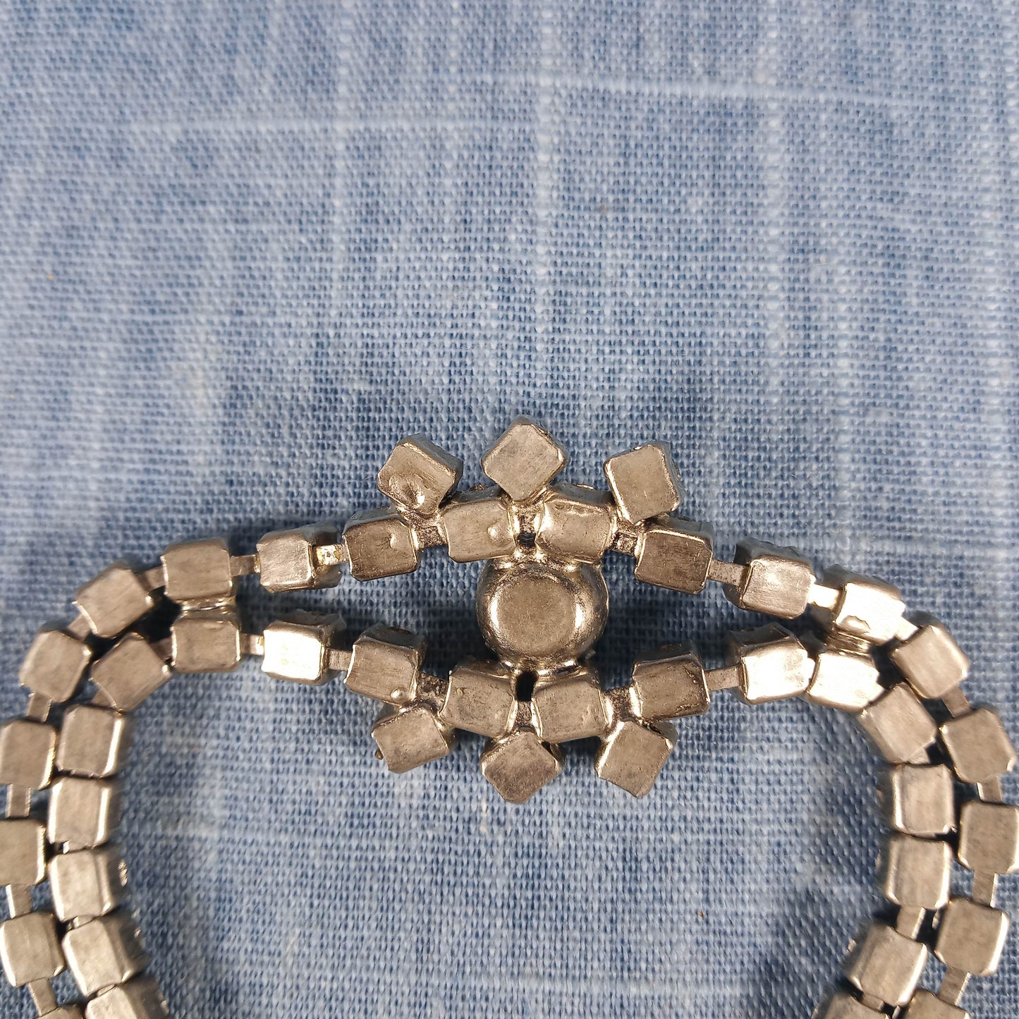 1950s Vintage Bracelet with a Double Row of Clear Rhinestones