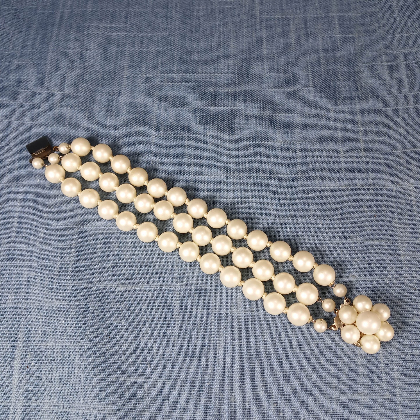 1950s Vintage Bracelet with Three Rows of Beads and Center Starburst from West Germany