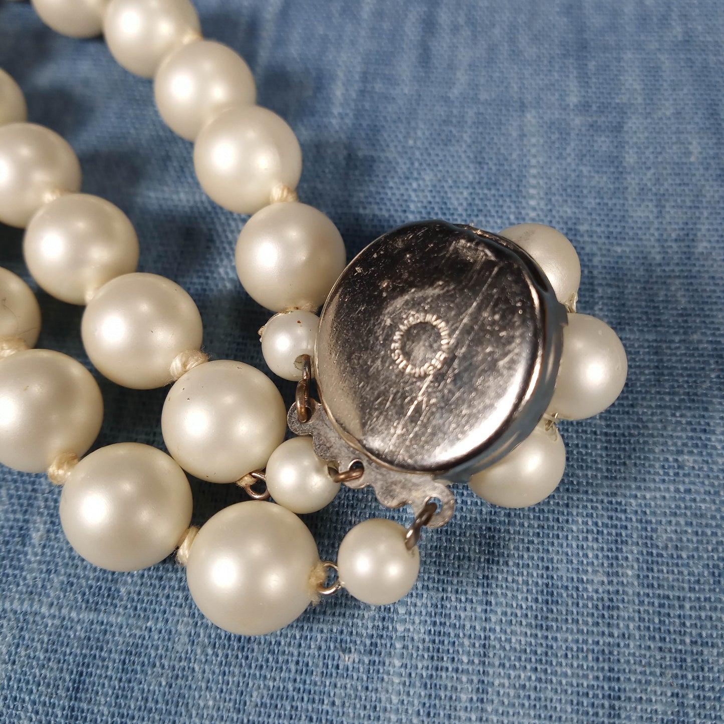 1950s Vintage Bracelet with Three Rows of Beads and Center Starburst from West Germany