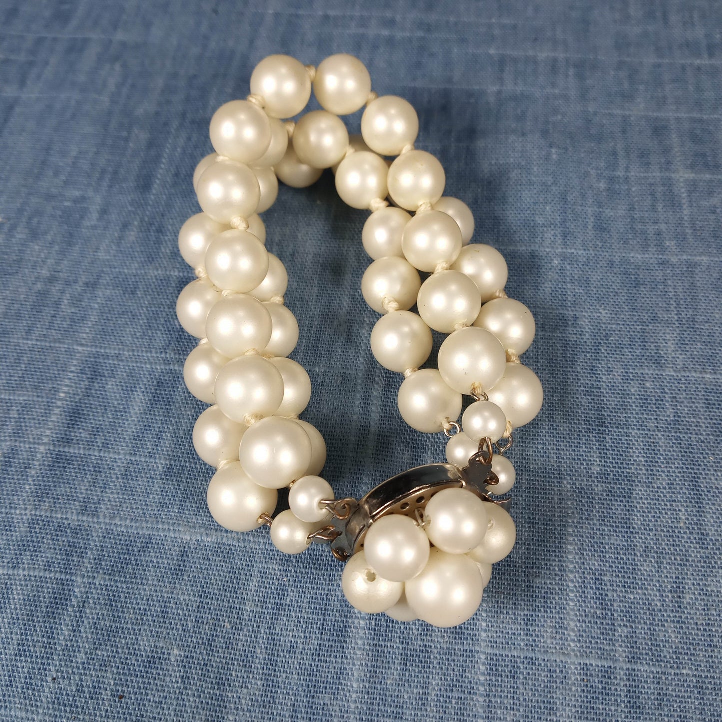 1950s Vintage Bracelet with Three Rows of Beads and Center Starburst from West Germany