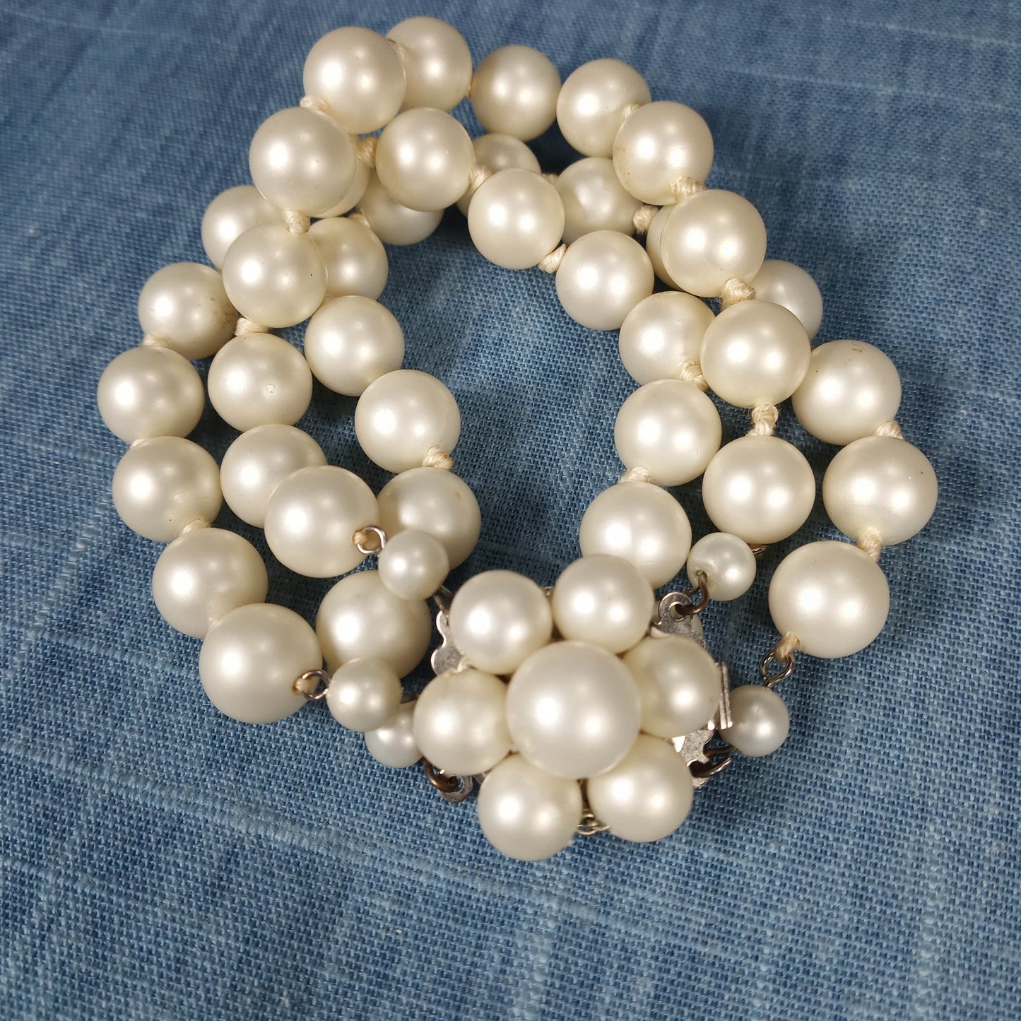 1950s Vintage Bracelet with Three Rows of Beads and Center Starburst from West Germany