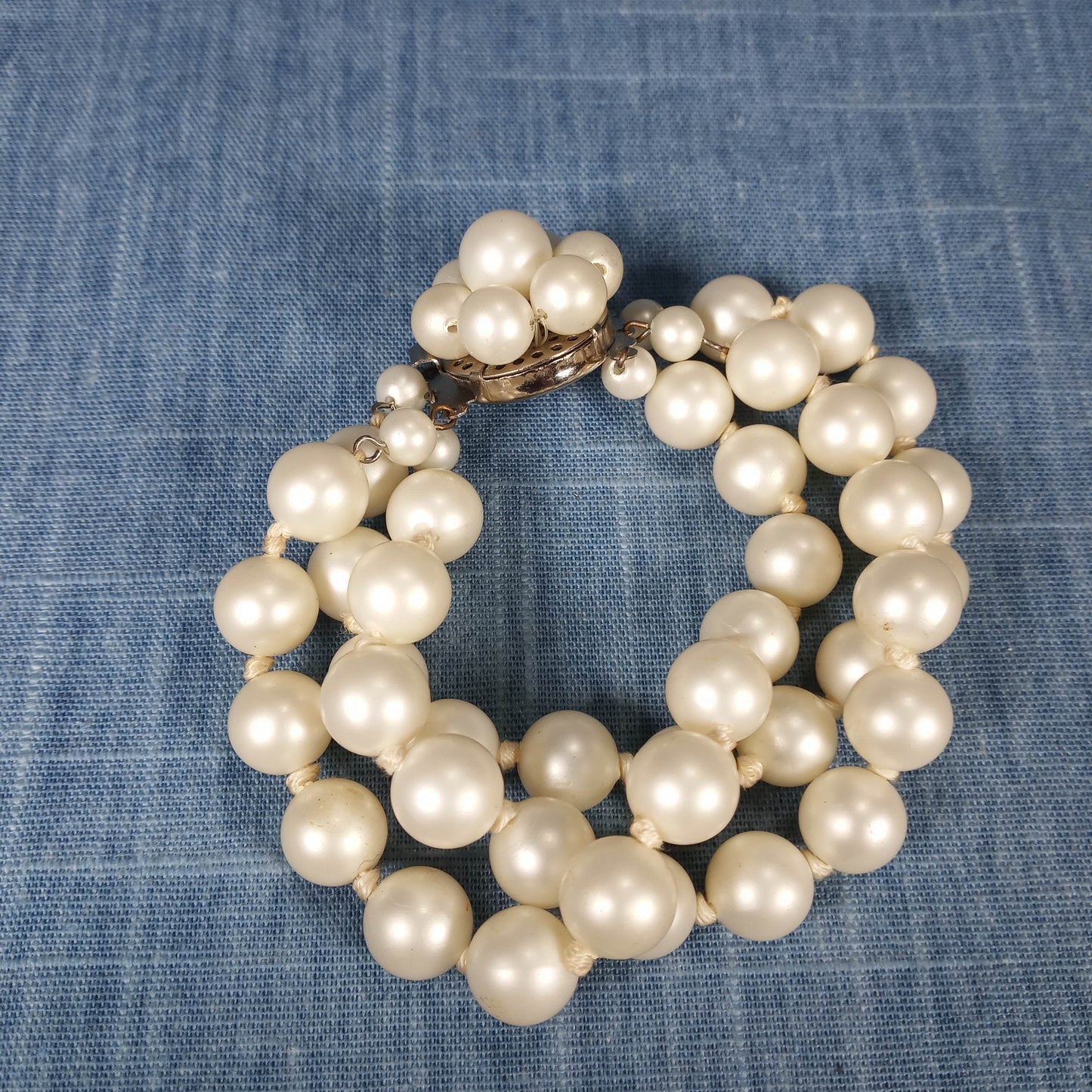 1950s Vintage Bracelet with Three Rows of Beads and Center Starburst from West Germany