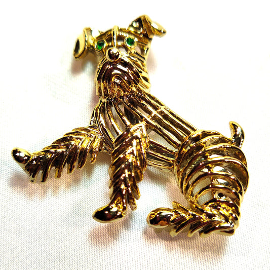 1950's Vintage Gold Tone Metal Open Framework Terrier Dog Pin