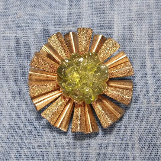 1960s Gold Tone and Peridot Starburst Pin