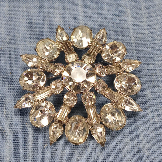 1950s Vintage Clear Rhinestone Dome Vintage Brooch