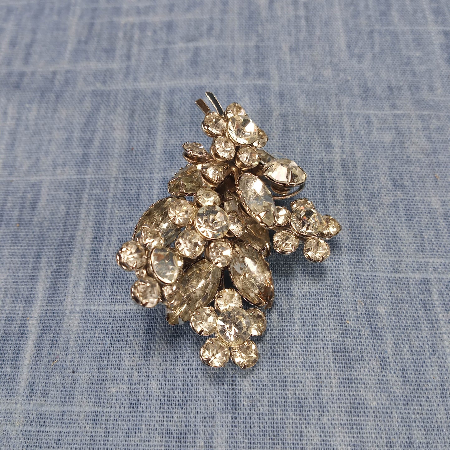 1950s Vintage Clear Rhinestone Cluster Vintage Brooch
