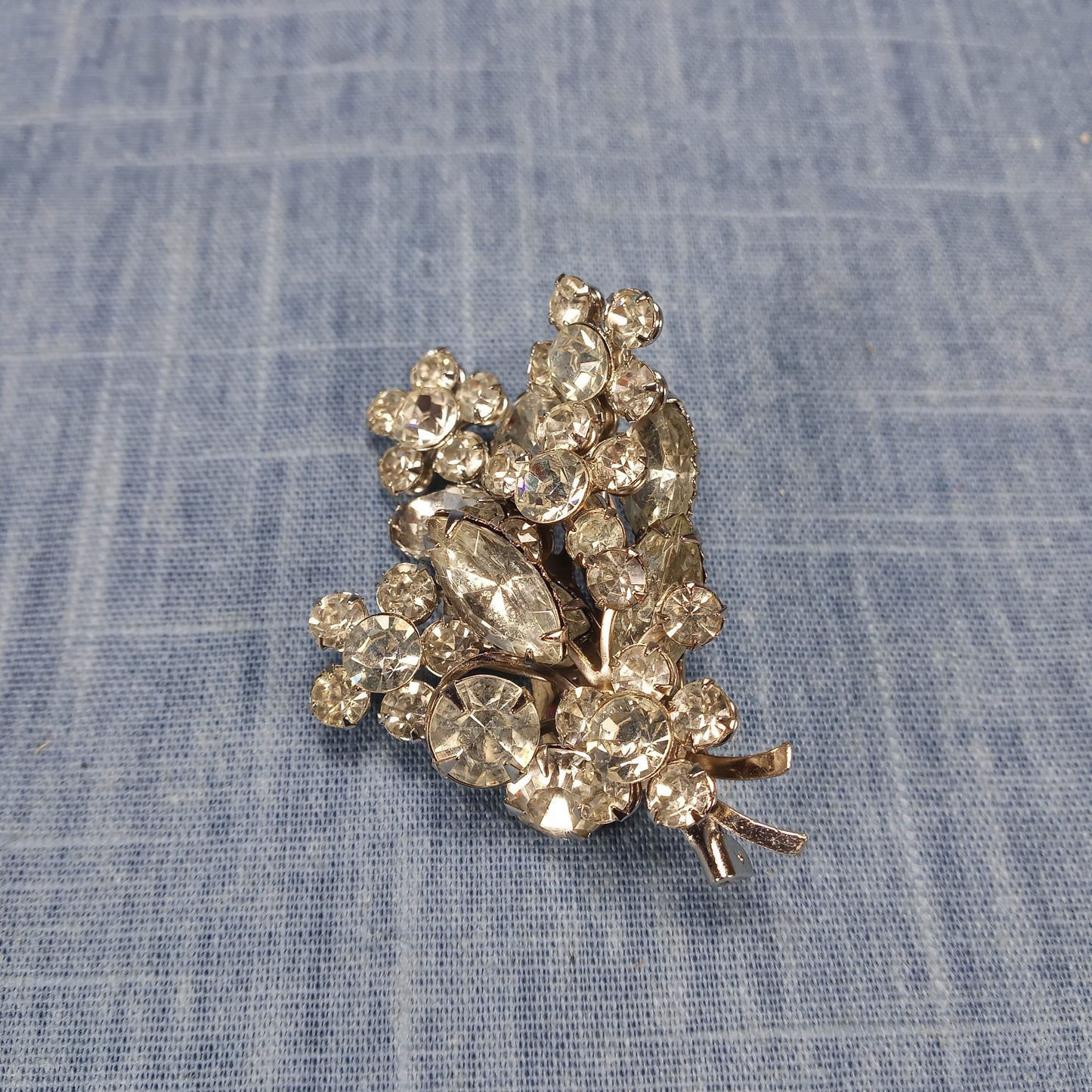 1950s Vintage Clear Rhinestone Cluster Vintage Brooch
