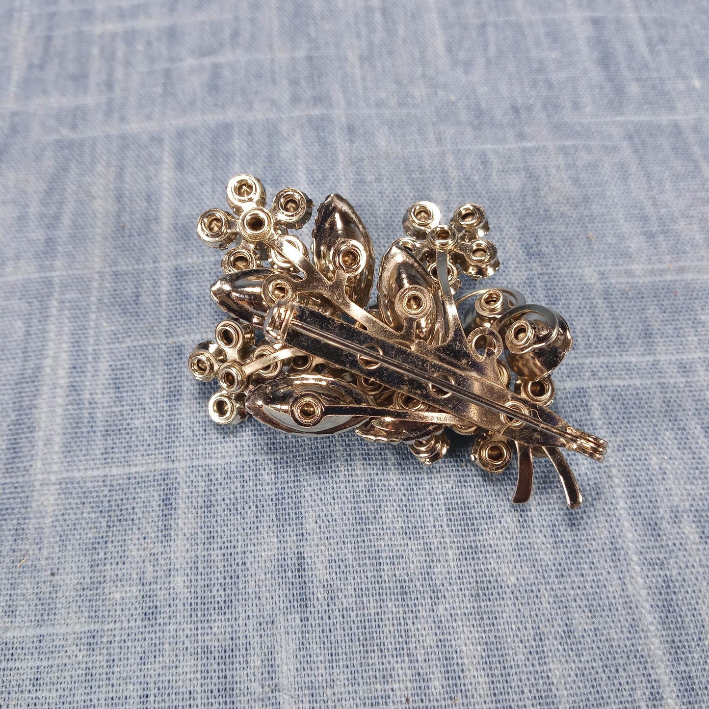 1950s Vintage Clear Rhinestone Cluster Vintage Brooch