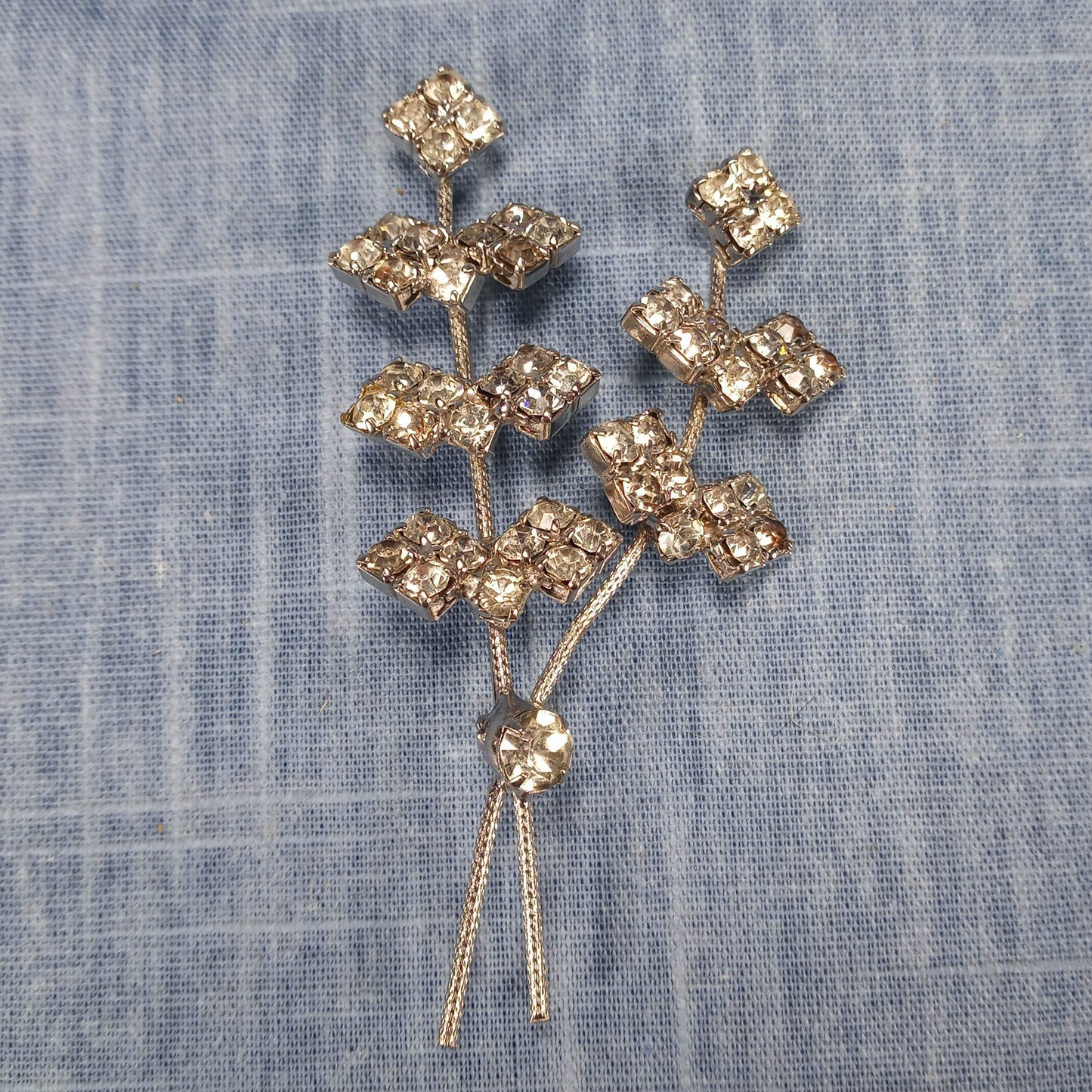 1950s Vintage Branch Pin with Clear Rhinestones