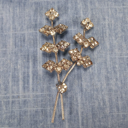 1950s Vintage Branch Pin with Clear Rhinestones