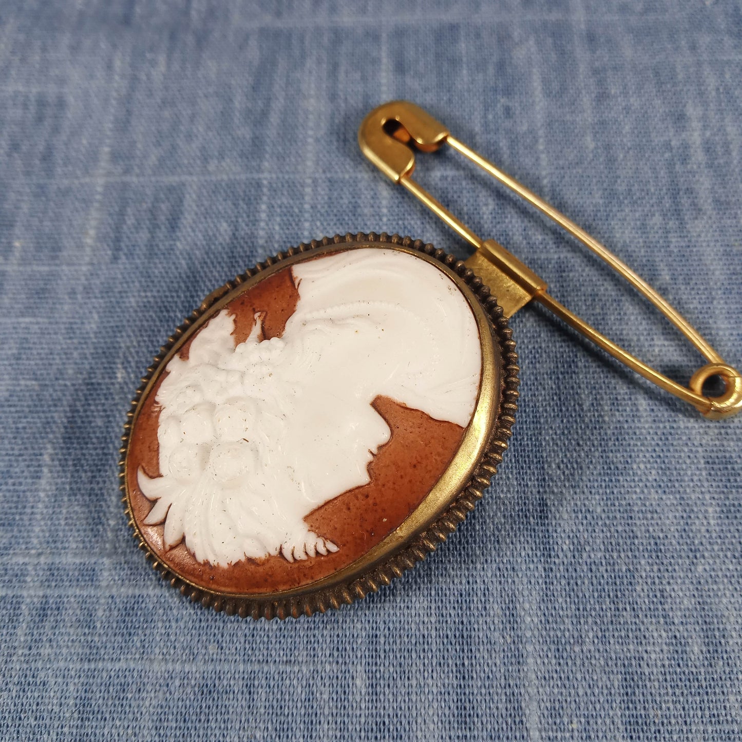 1940s Vintage Cameo Brooch White on Red and Designed to Hide Money