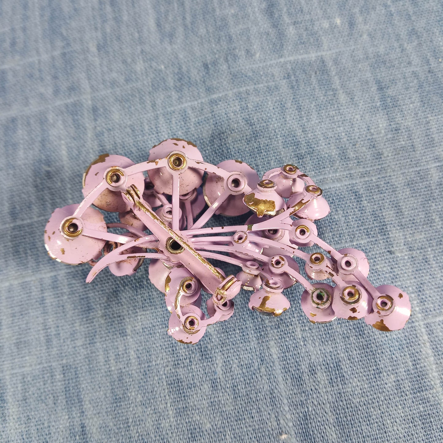 1960s Vintage Purple Cluster Brooch with Aurora Borealis Rhinestones