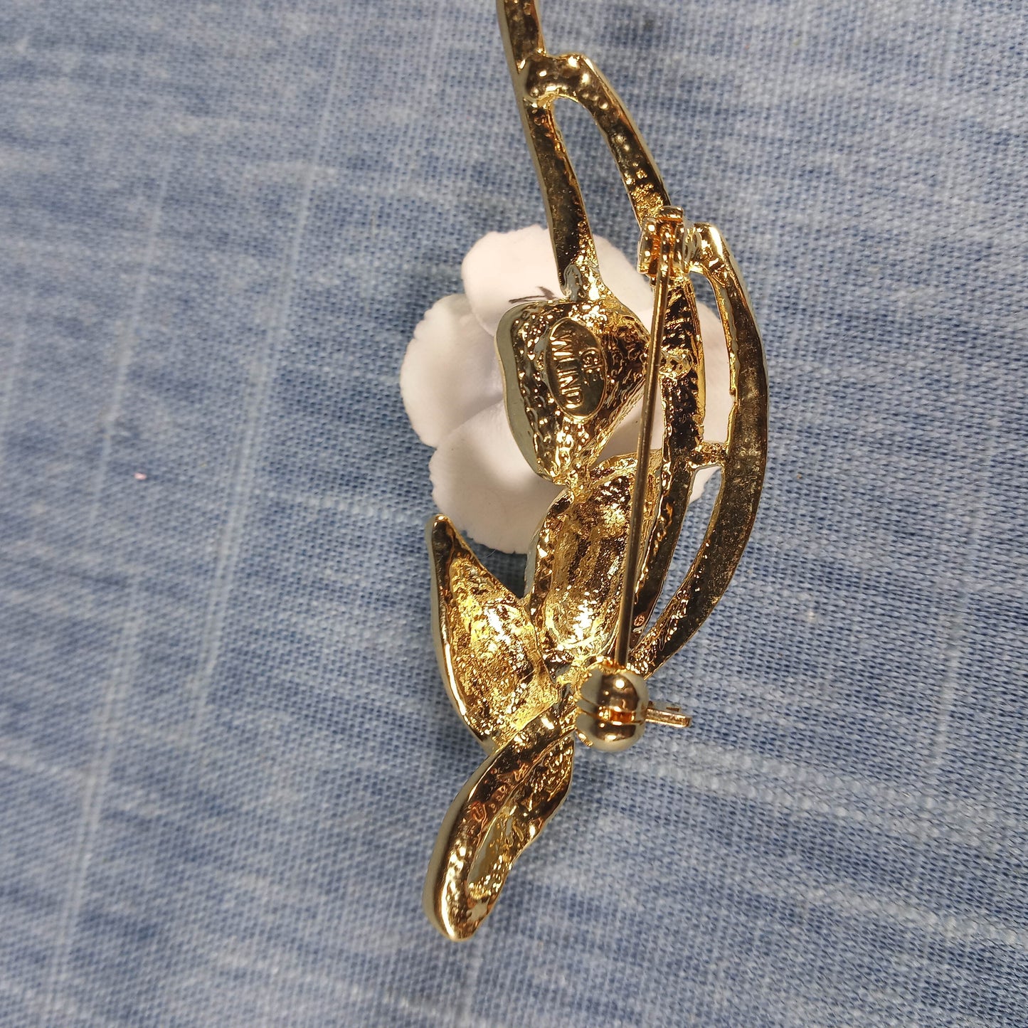 1980s Vintage Gold Electroplated Pin with Yellow Flower by Wund