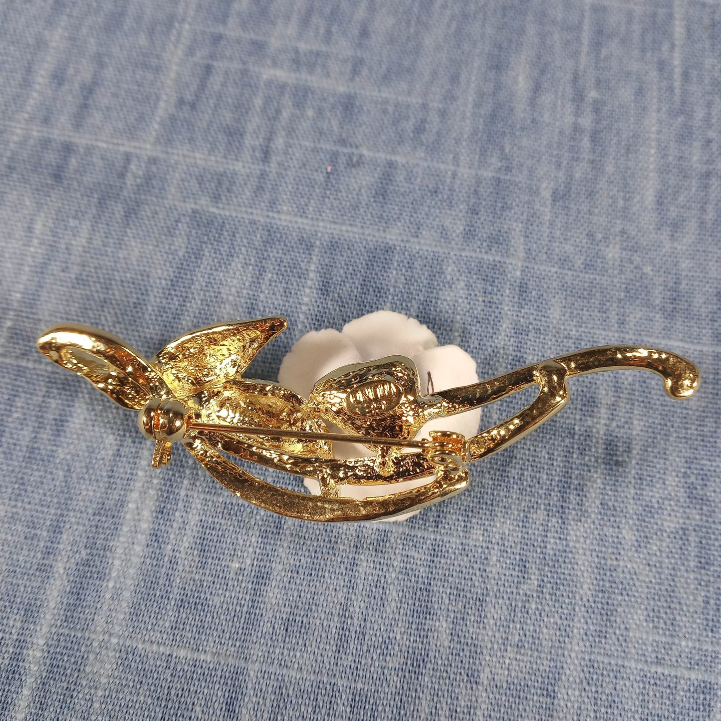 1980s Vintage Gold Electroplated Pin with Yellow Flower by Wund