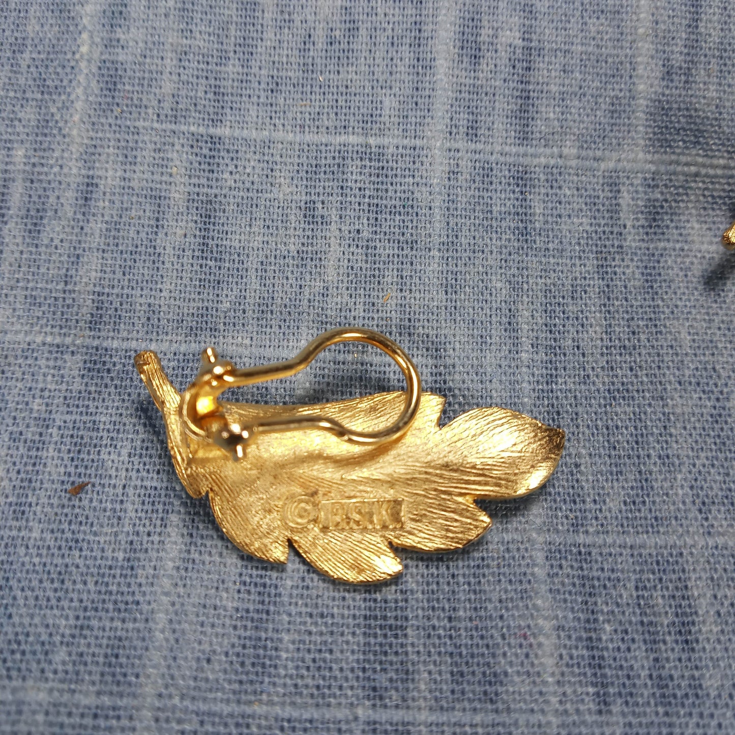 1970s Gold Tone Metal Leaf Clip Earrings by BSK