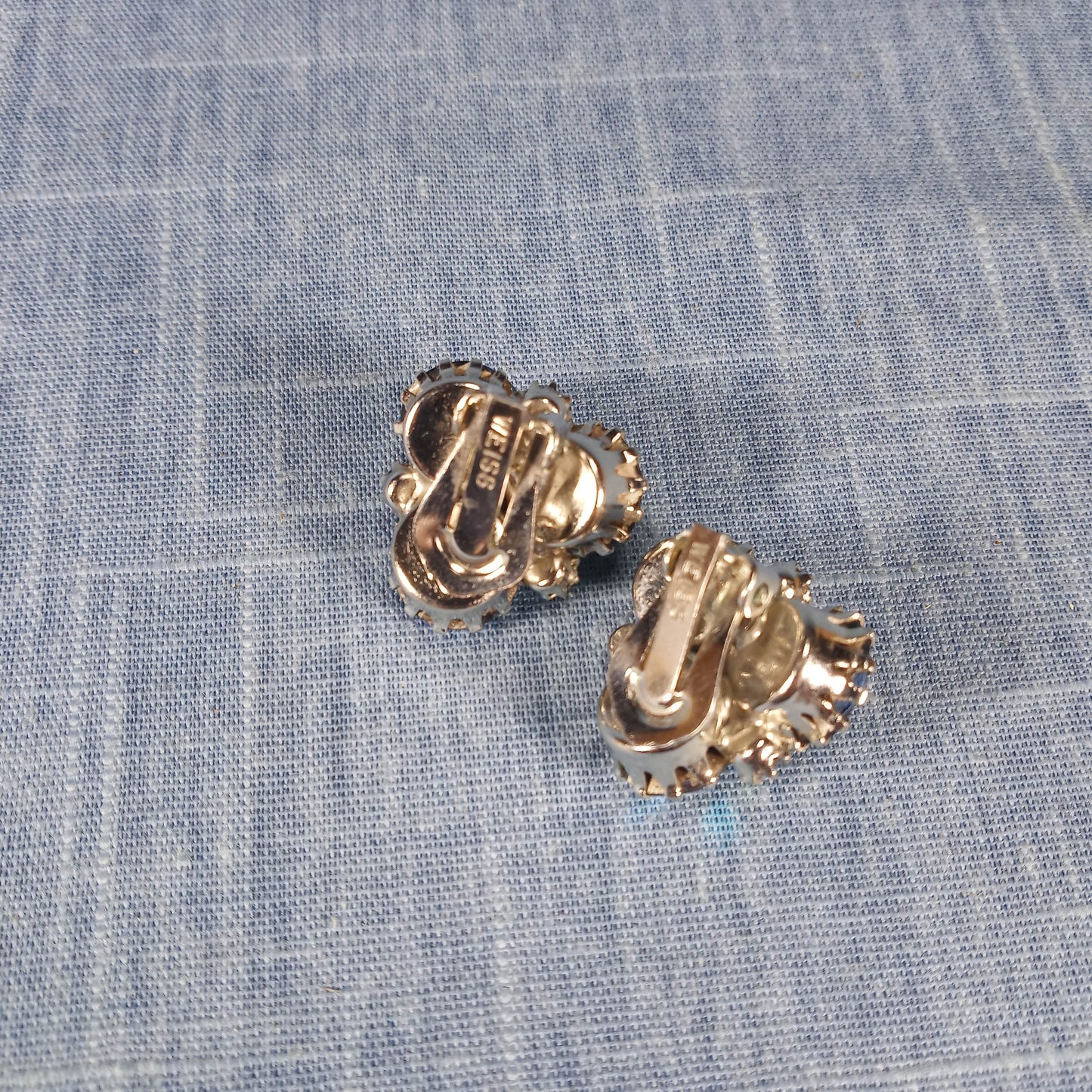 1950s Vintage Earrings with Blue and Aurora Borealis Rhinestones by Weiss