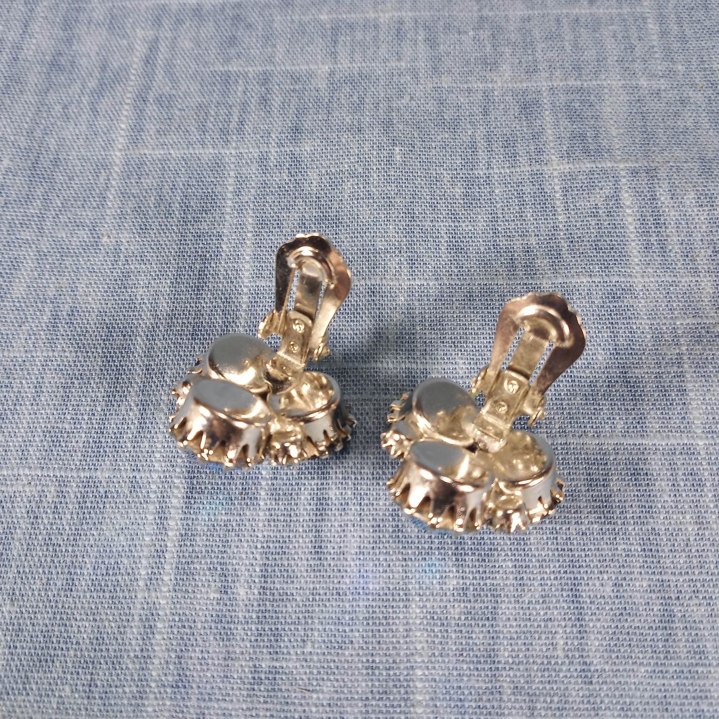 1950s Vintage Earrings with Blue and Aurora Borealis Rhinestones by Weiss