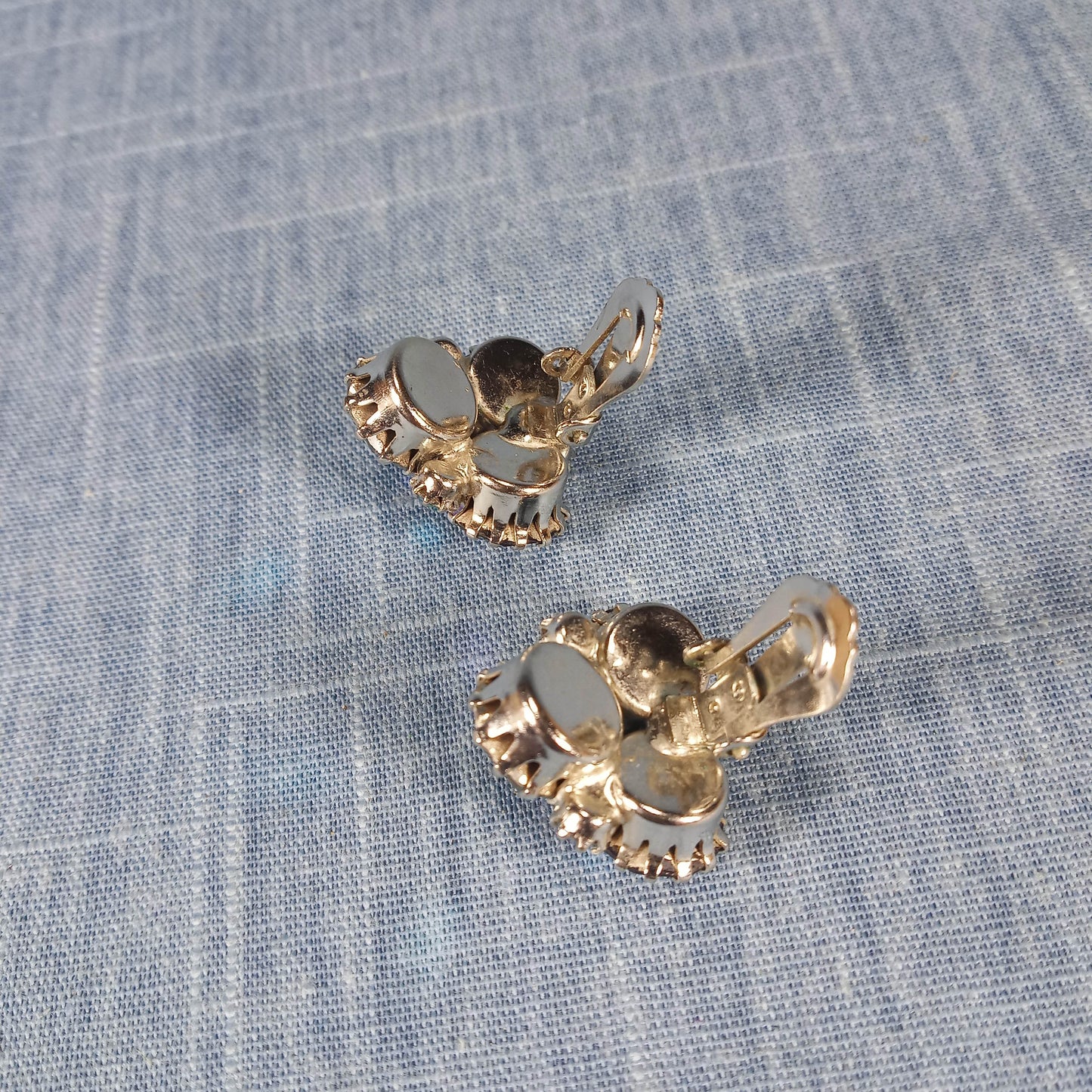 1950s Vintage Earrings with Blue and Aurora Borealis Rhinestones by Weiss