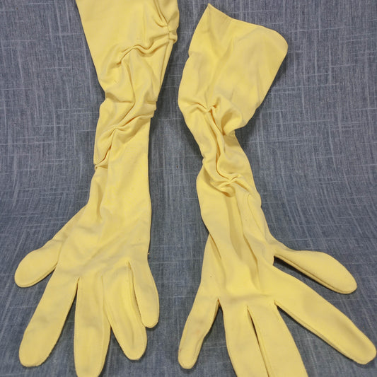 1950s Vintage Yellow Fabric Long Vintage Opera Gloves