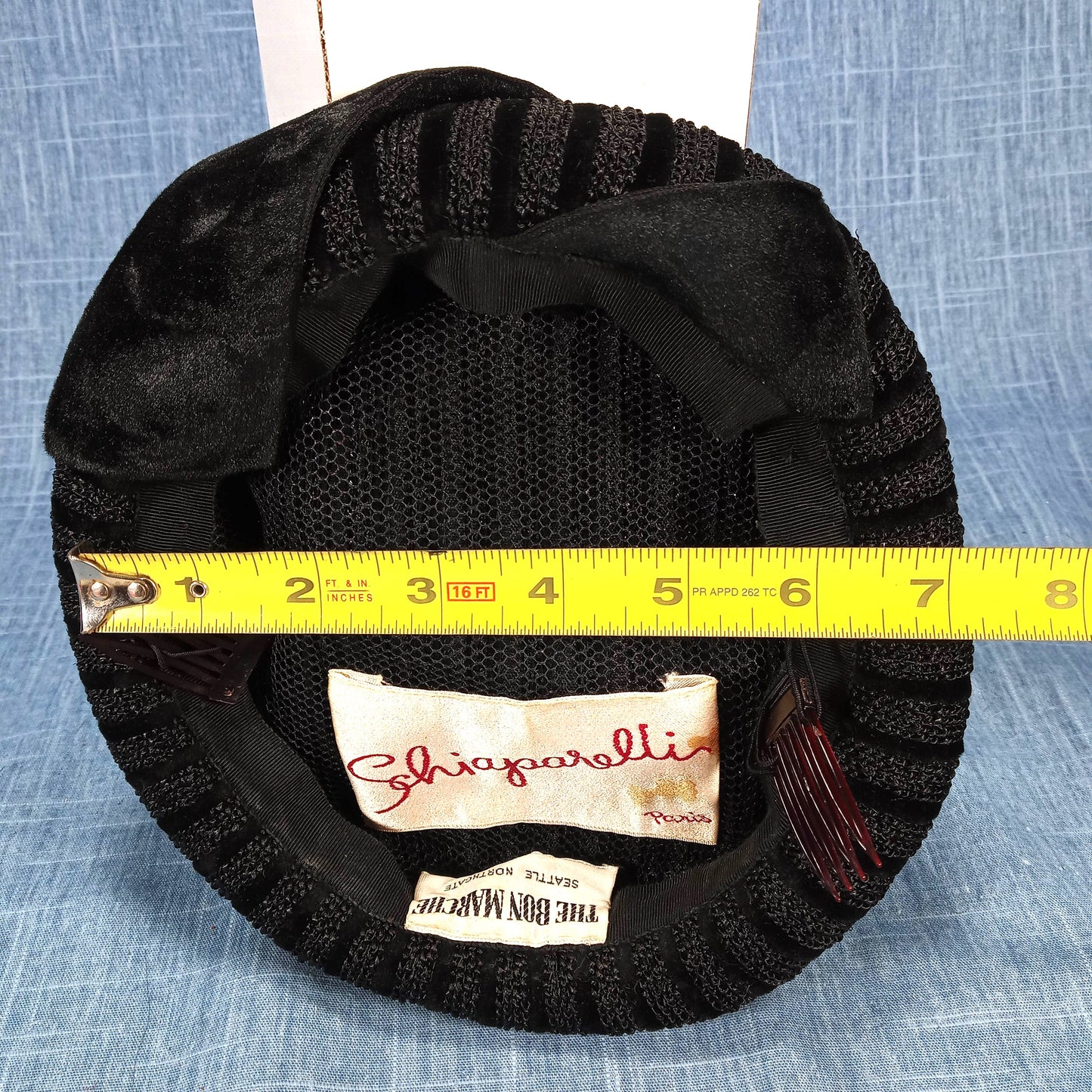 1950s Vintage Black Knit with Velvet Hat by Schiaparelli