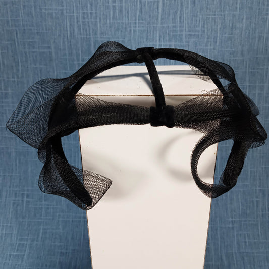 1950s Vintage Black Net Hat with Veil and Velvet Detail