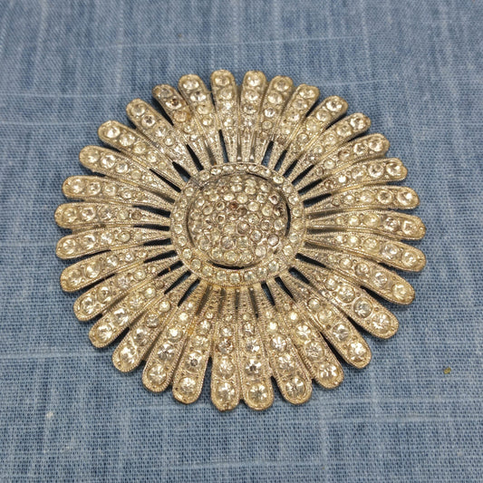 1930s Vintage Clear Rhinestone Starburst Medallion