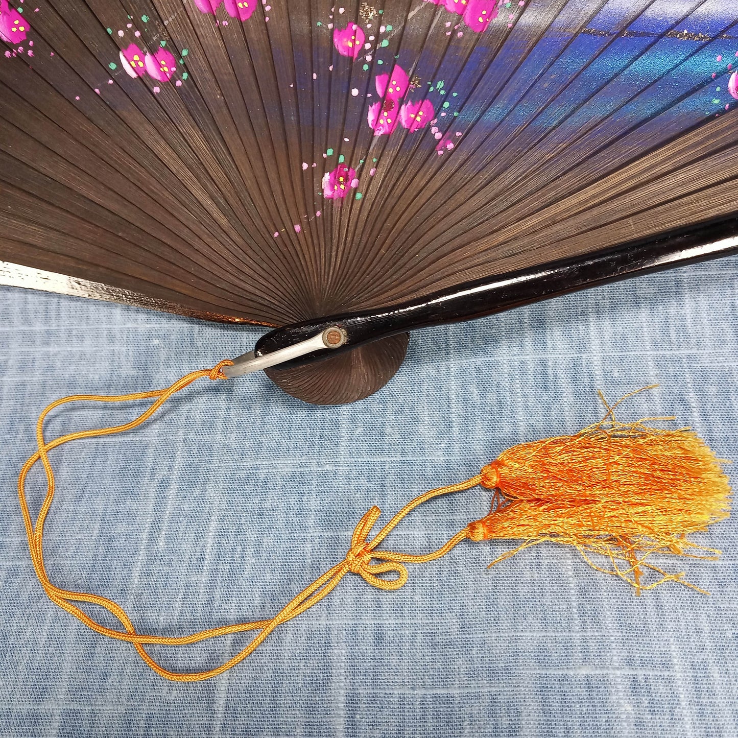 1960s Vintage Fan: Hand Painted with a Japanese Scene
