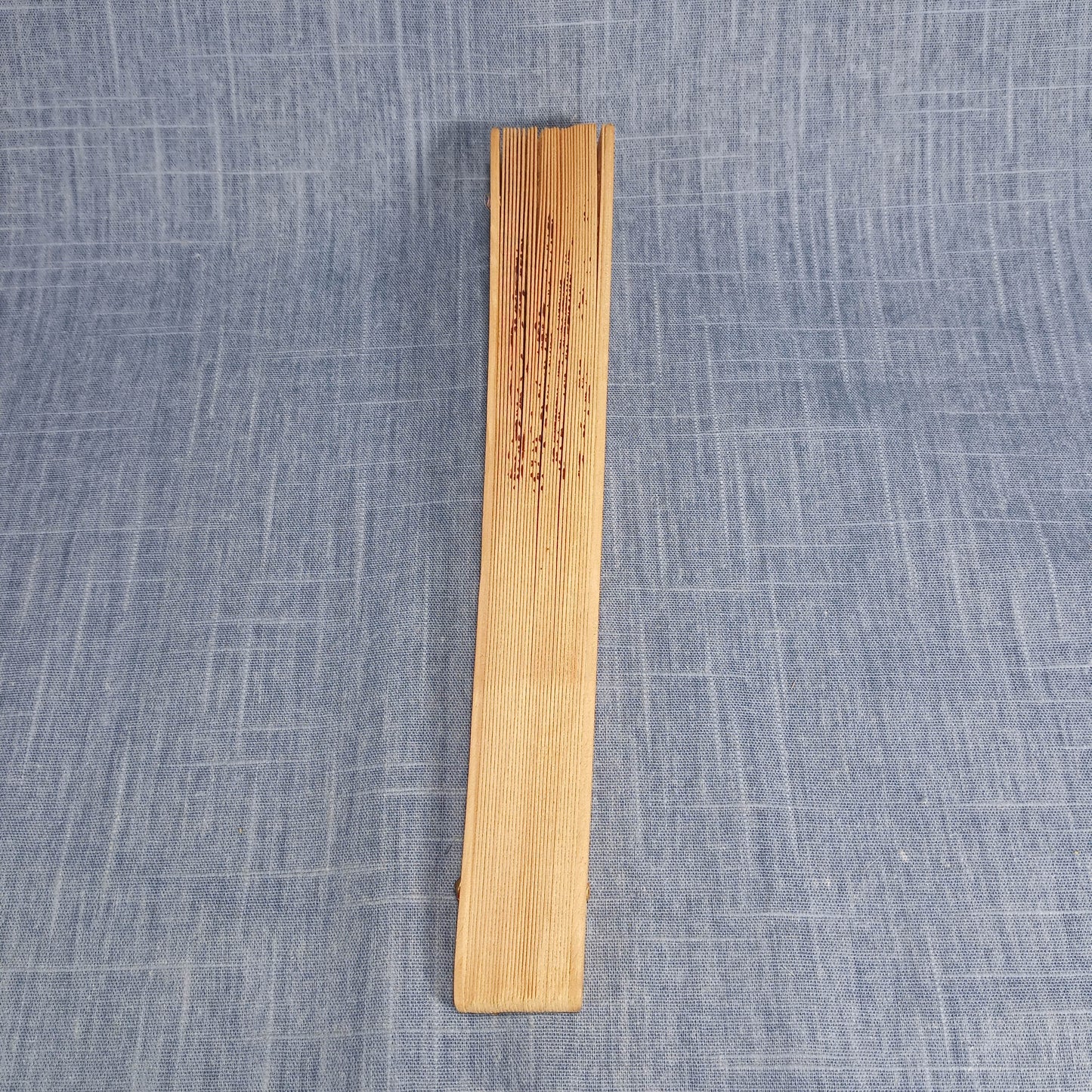 1950s Vintage Japanese Wood Fan With Imprinted Flowers