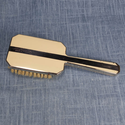 1920s Vintage Art Deco Hair Brush in Cream and Wood