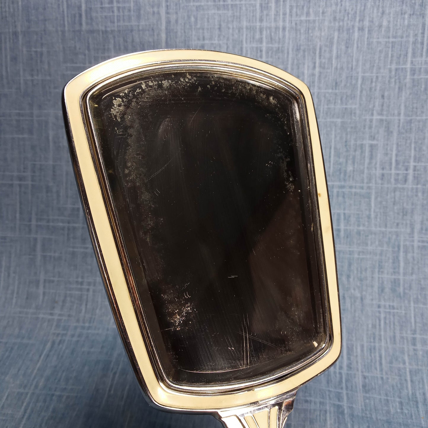 1930s Art Deco Hand Mirror with Cream and Tortoise Shell Highlights