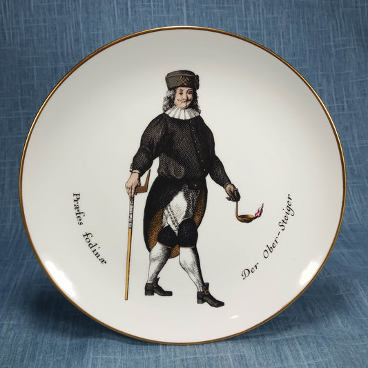 Mid 20th Century Fürstenberg West Germany Porcelain Hanging Plate Gluckauf-Verlag