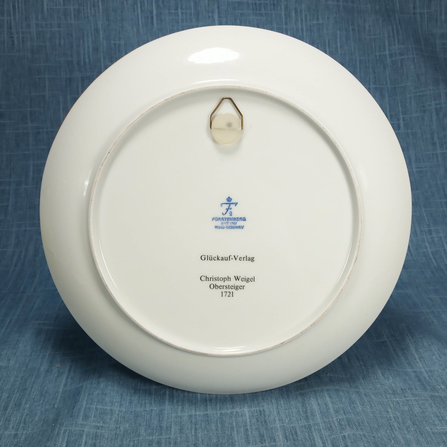 Mid 20th Century Fürstenberg West Germany Porcelain Hanging Plate Gluckauf-Verlag