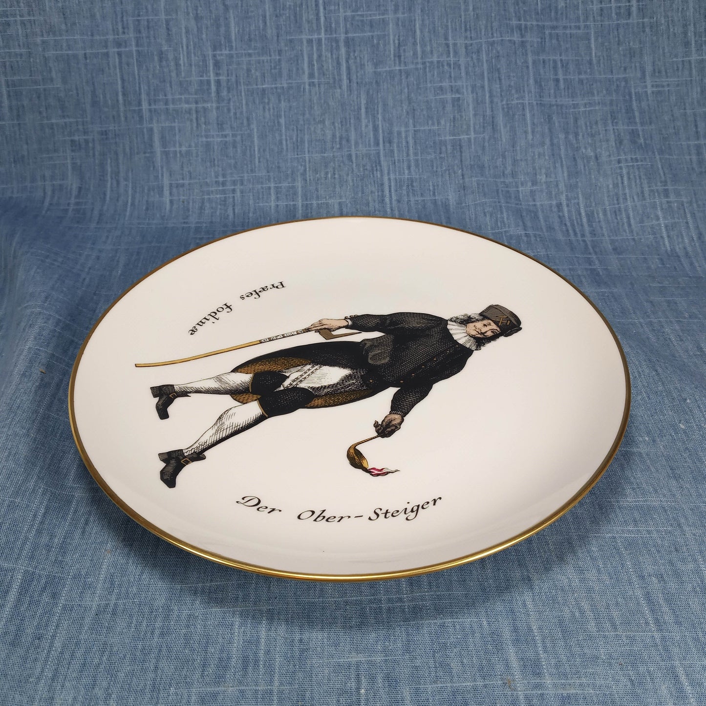 Mid 20th Century Fürstenberg West Germany Porcelain Hanging Plate Gluckauf-Verlag