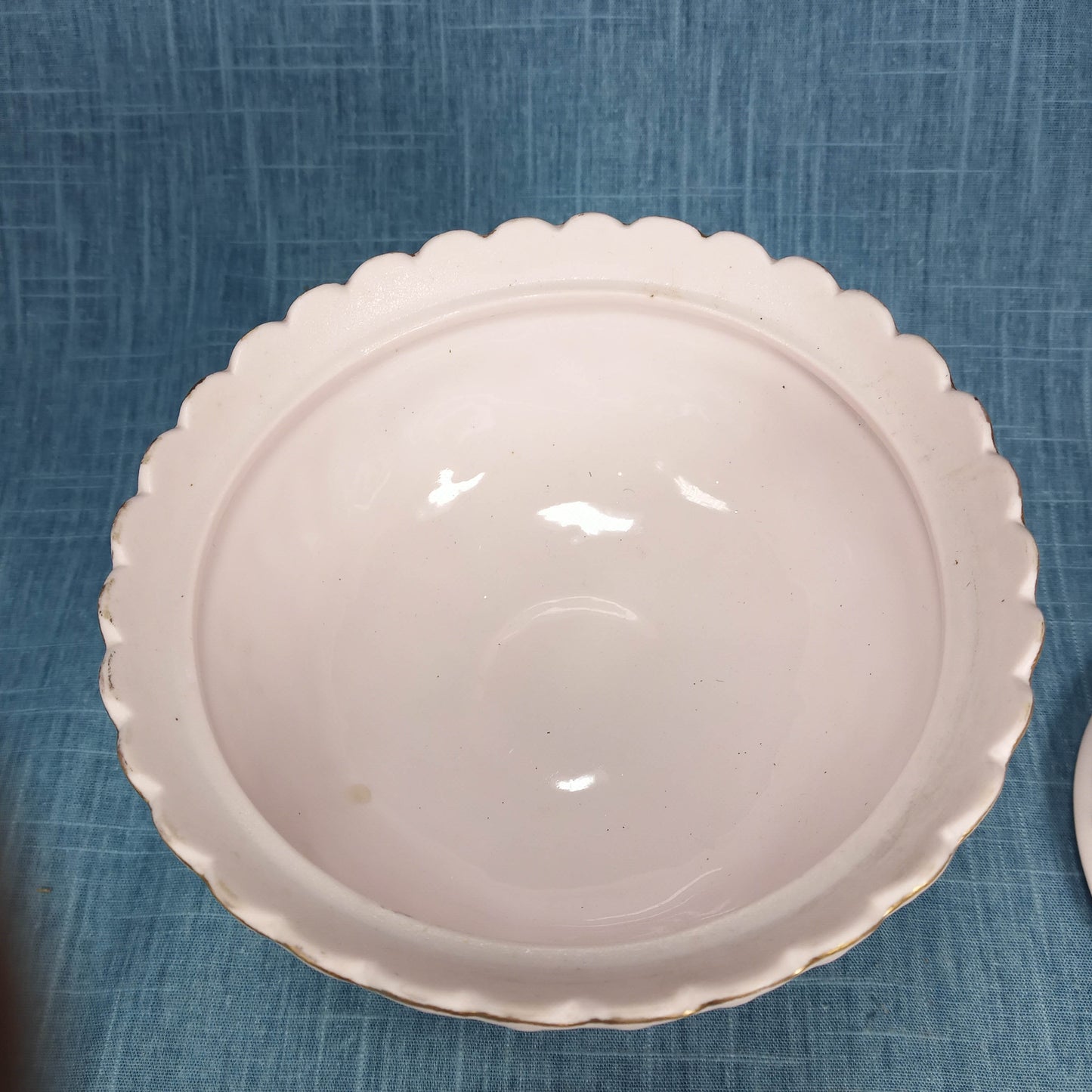 1950s Vintage Lefton China: Pink Bisque Porcelain Compote Hand-Painted with Lid and Base Floral Design