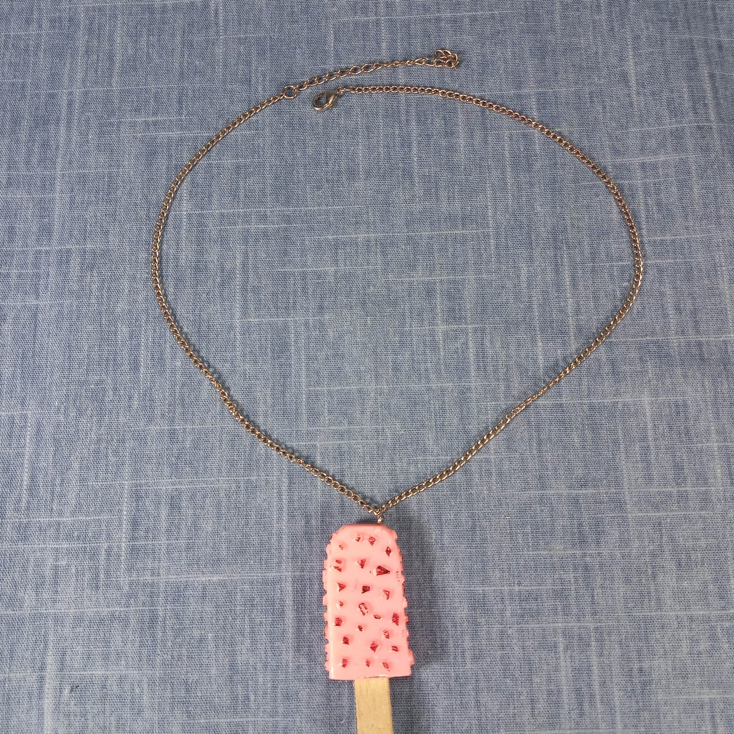 1970s Vintage Necklace in the Shape of a Pink Ice Cream Bar