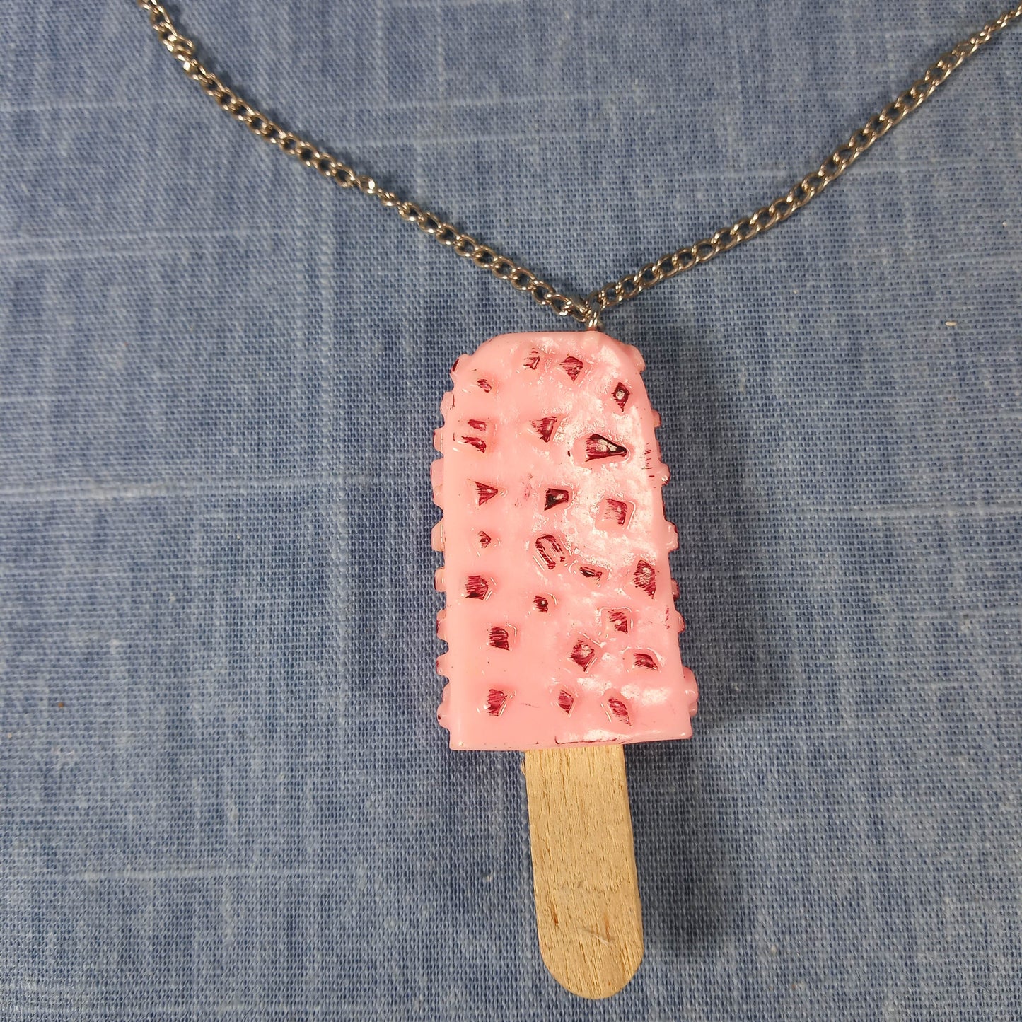 1970s Vintage Necklace in the Shape of a Pink Ice Cream Bar