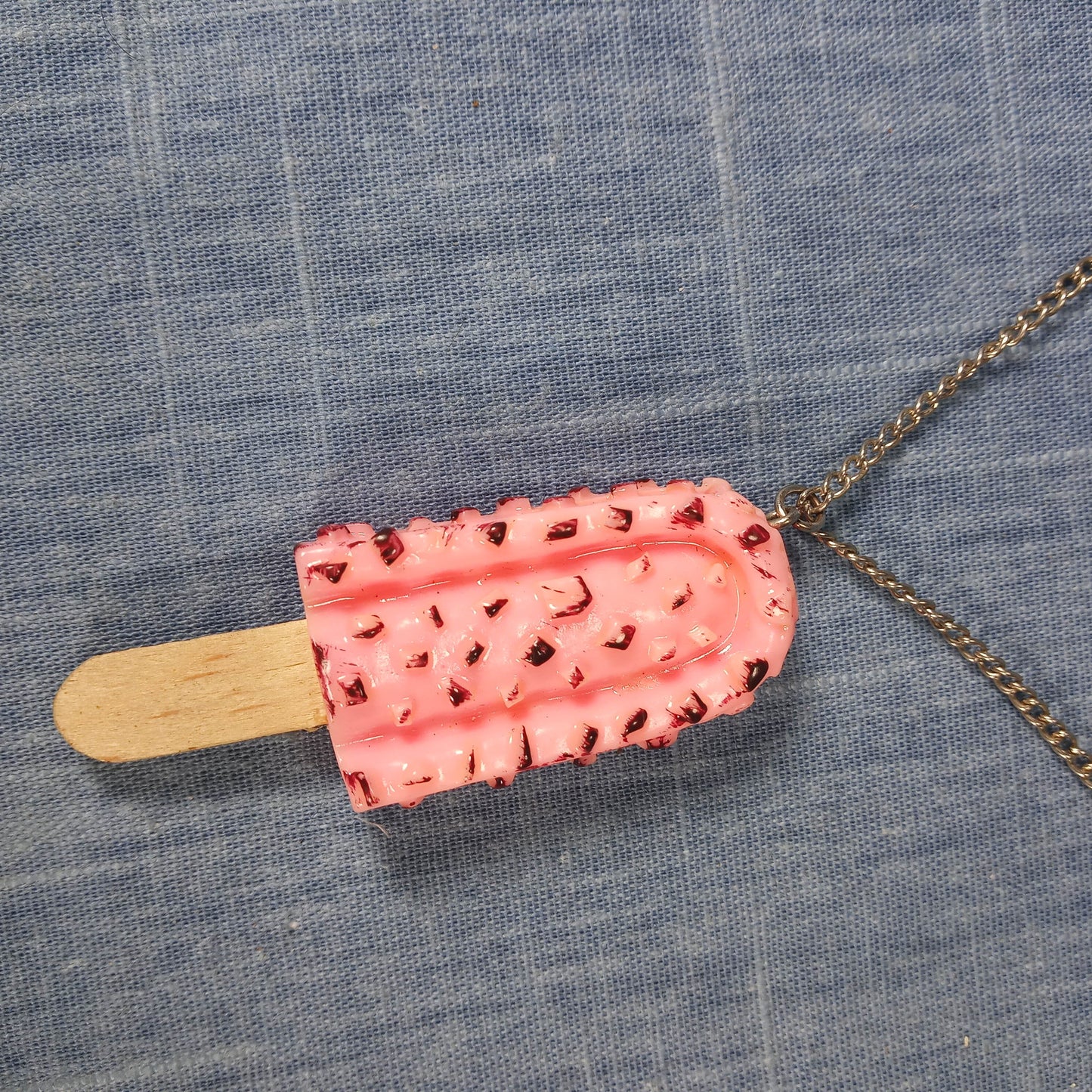 1970s Vintage Necklace in the Shape of a Pink Ice Cream Bar
