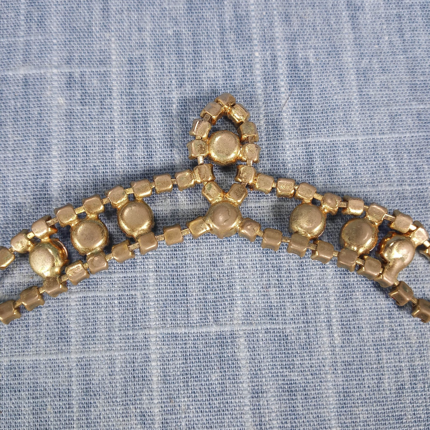 1950s Vintage Necklace with Red Aurora Borealis Rhinestones in a Drop Design