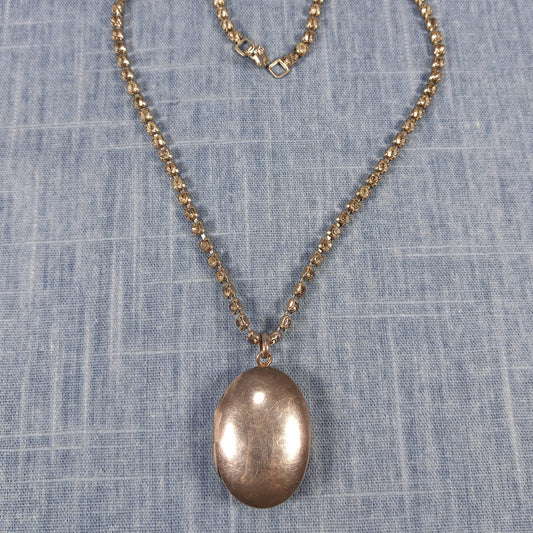 1960s Vintage Sterling Silver Locket Necklace with a Clear Rhinestone Chain from Thailand