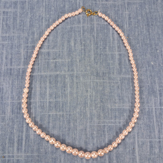 1960s Vintage Necklace with a Single Strand of White Pearl Beads