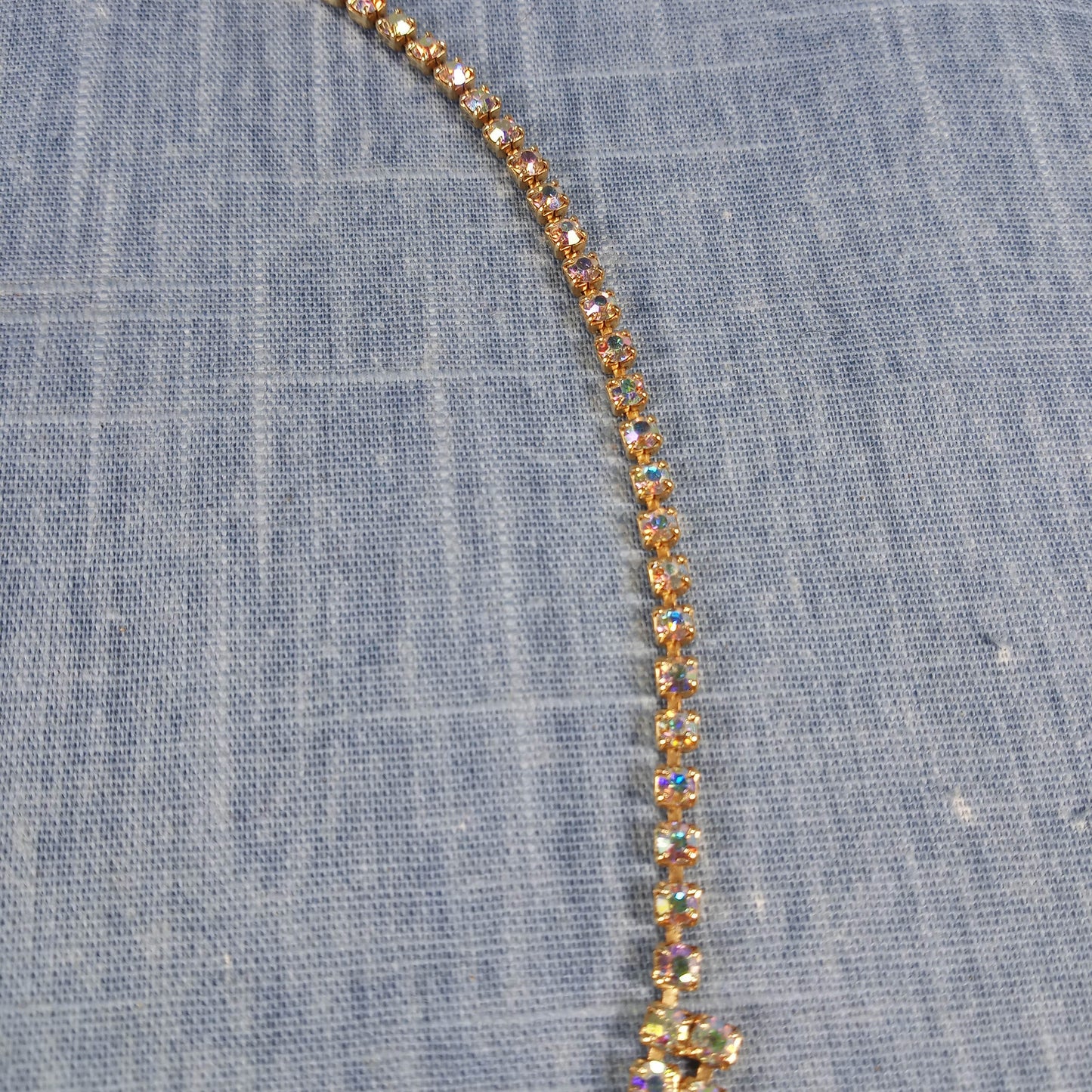 1960s Vintage Necklace with Multiple Cascading Rows of Aurora Borealis Rhinestones