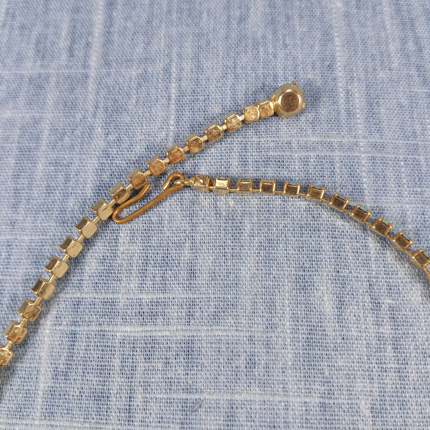 1960s Vintage Necklace with Multiple Cascading Rows of Aurora Borealis Rhinestones