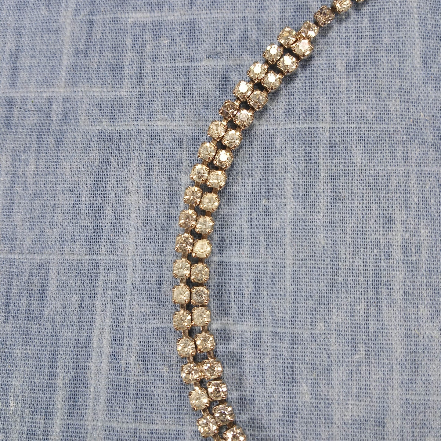 1980s Vintage Necklace with a Double Row of Clear Rhinestones