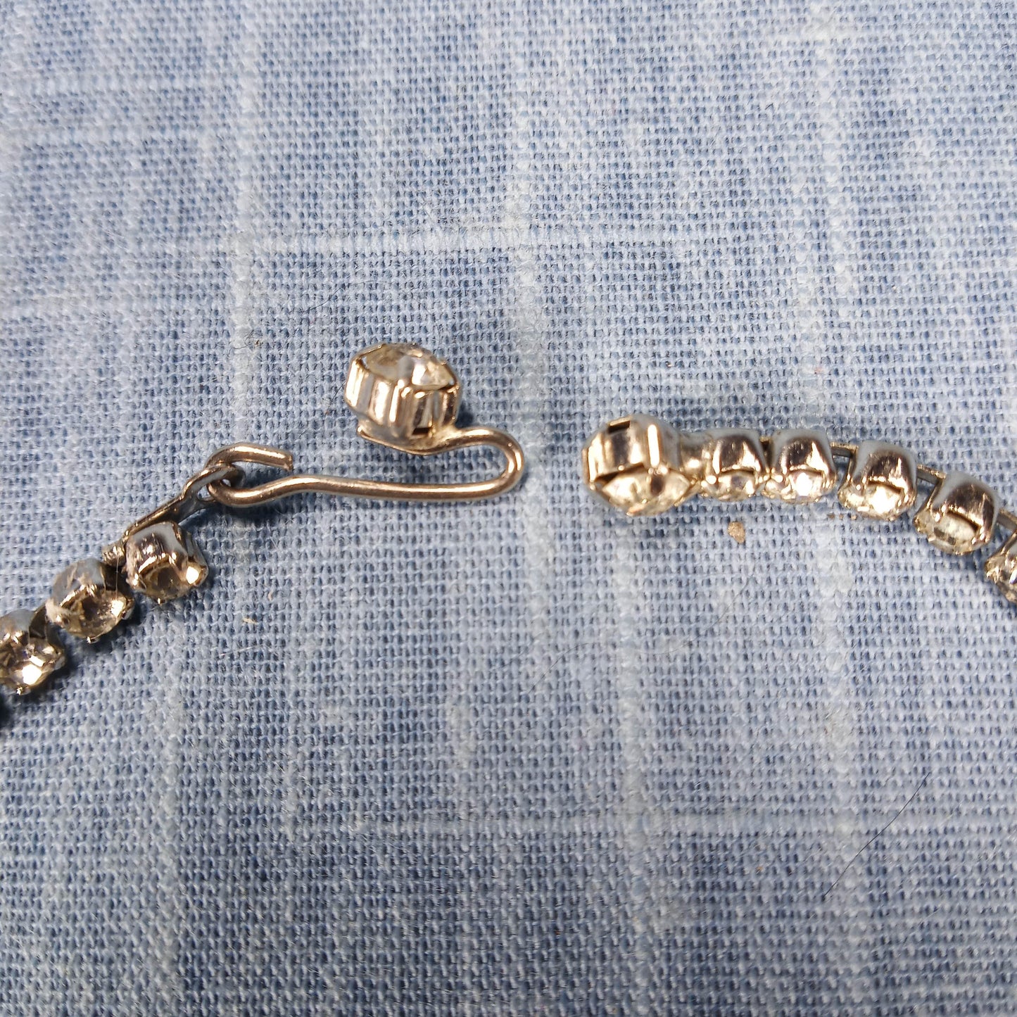 1980s Vintage Necklace with a Double Row of Clear Rhinestones