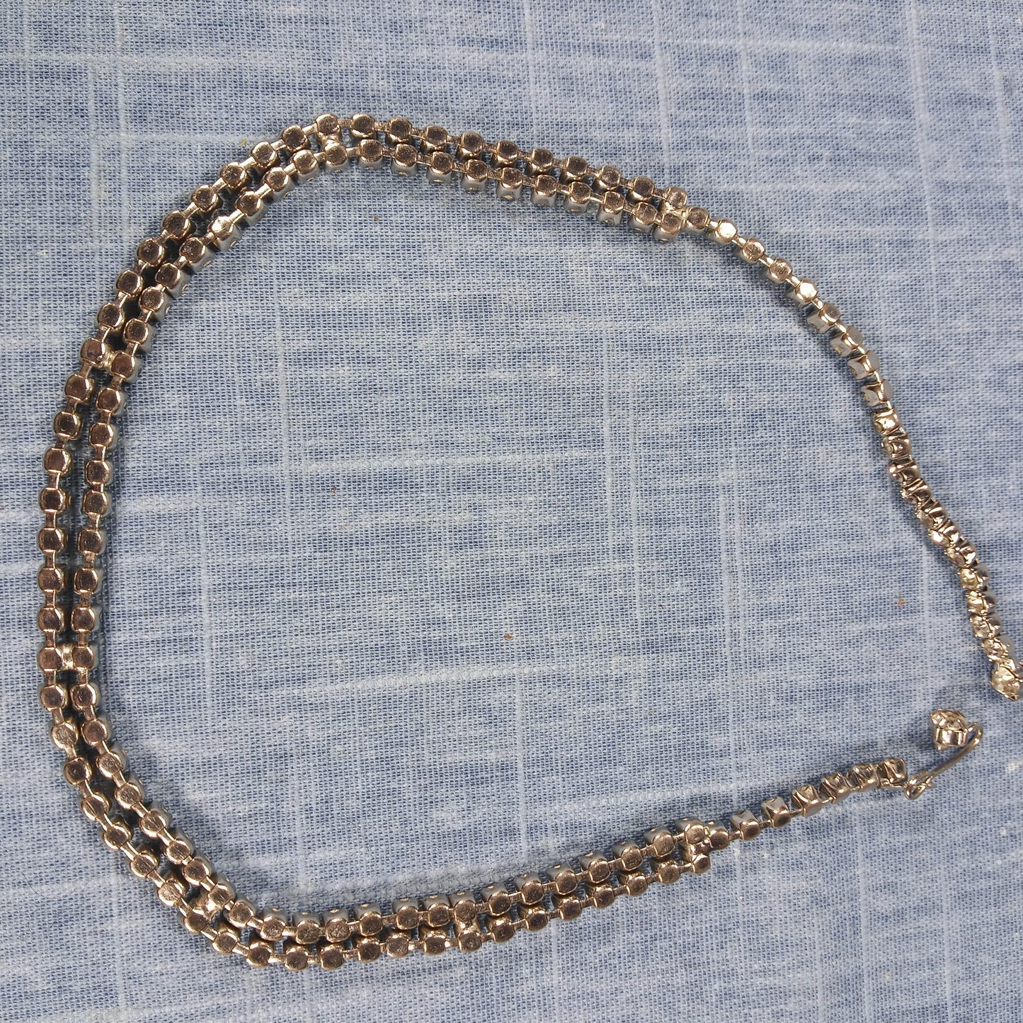 1980s Vintage Necklace with a Double Row of Clear Rhinestones