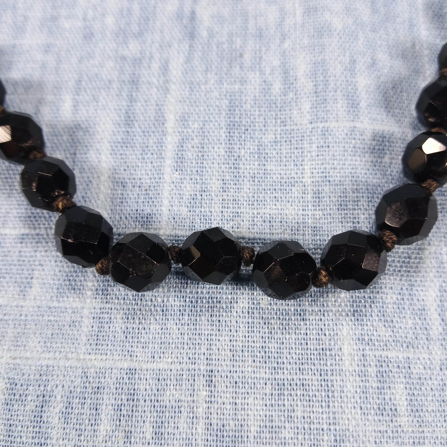 1950s Vintage Necklace with a Single String of Black Beads