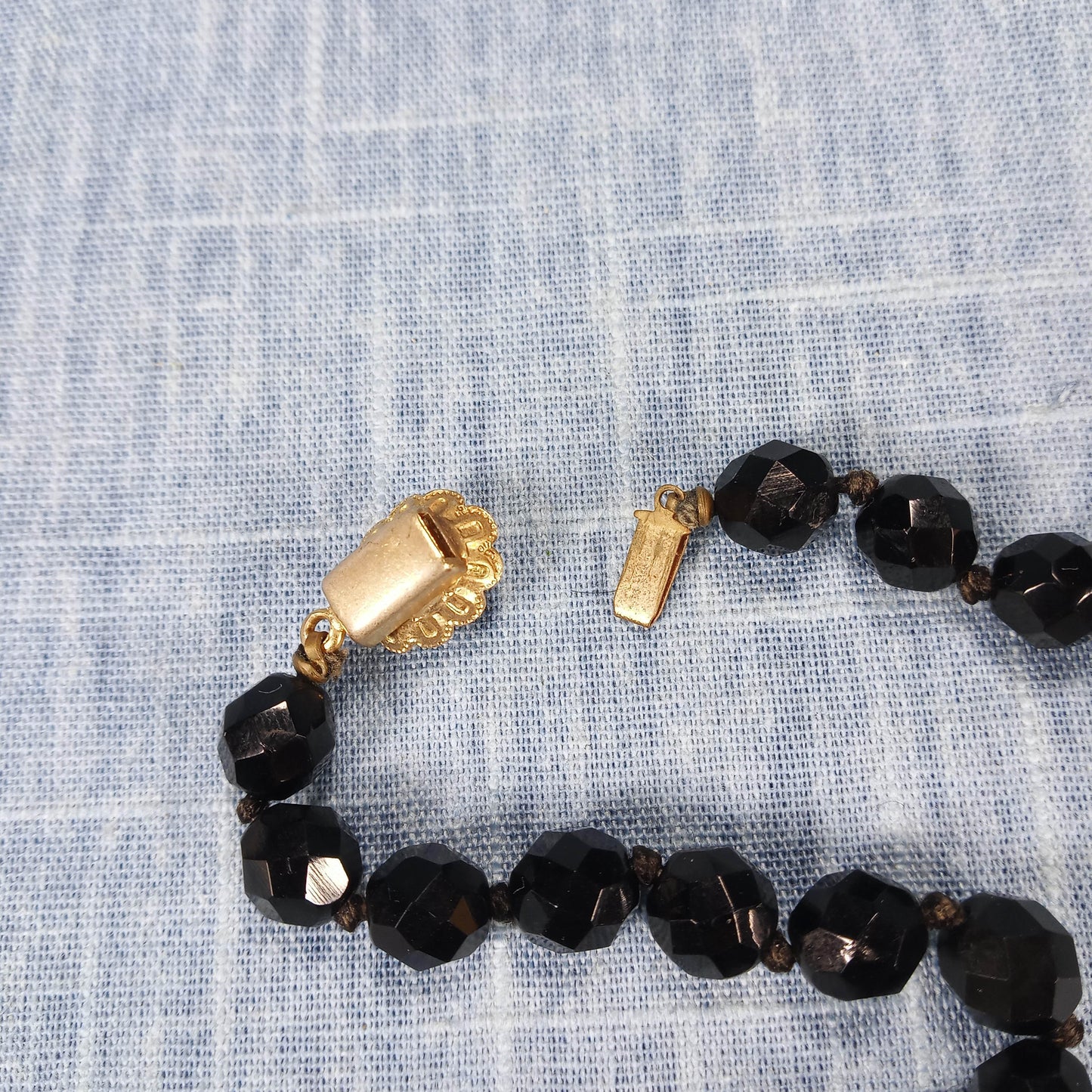 1950s Vintage Necklace with a Single String of Black Beads