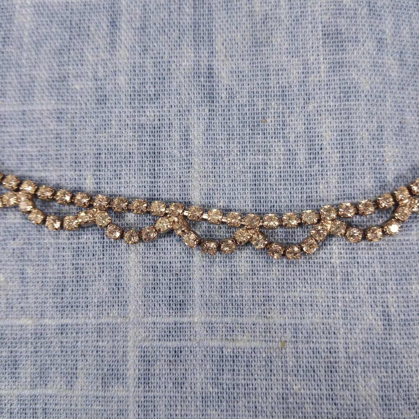 1990s Vintage Necklace with Looping Small Clear Rhinestones