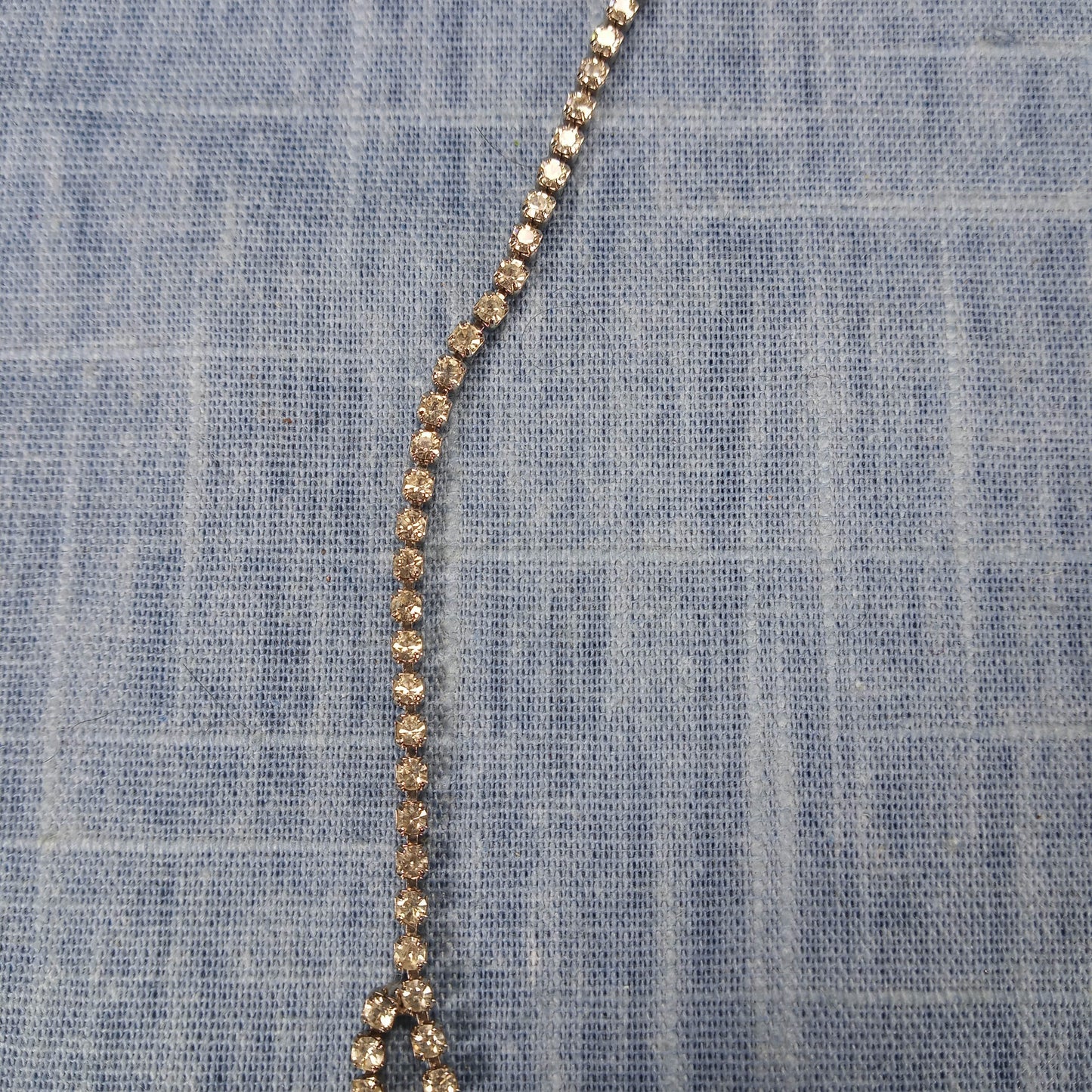 1990s Vintage Necklace with Looping Small Clear Rhinestones